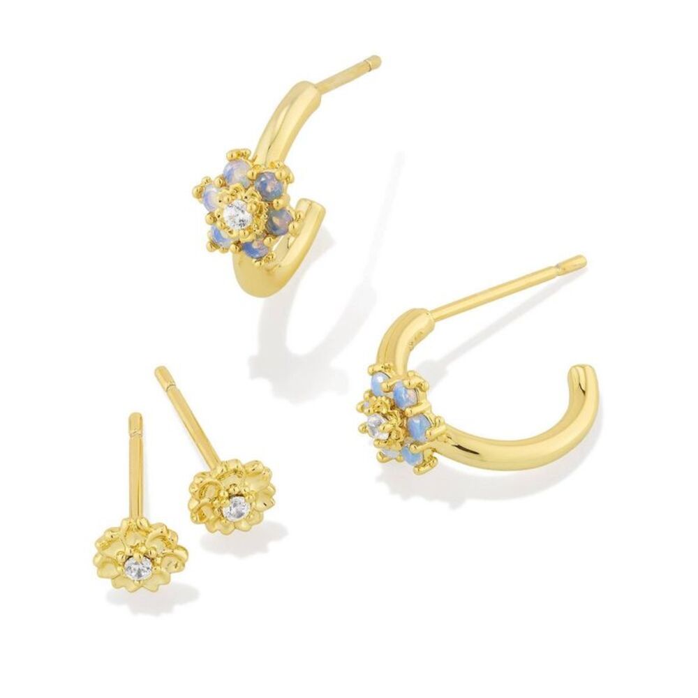 Kendra Scott Alyssa Set Of 2 Earrings - Gold/White Opalite Crystal